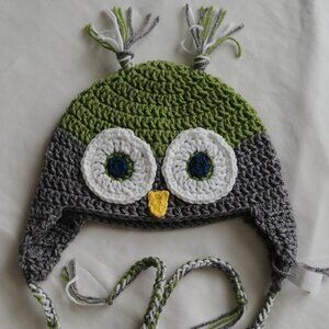 Child  Size Owl Hat, Handmade. Ears are easily removed
